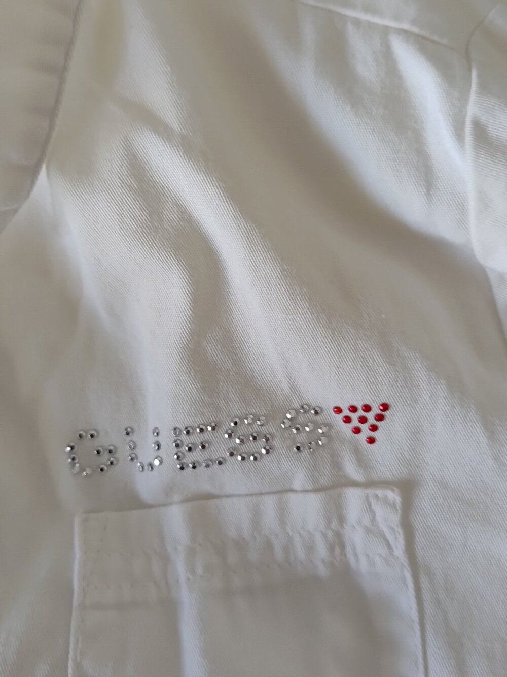 Guess Junior XL (16) Cotton White Long Sleeve Button Down Shirt - Picture 5 of 14